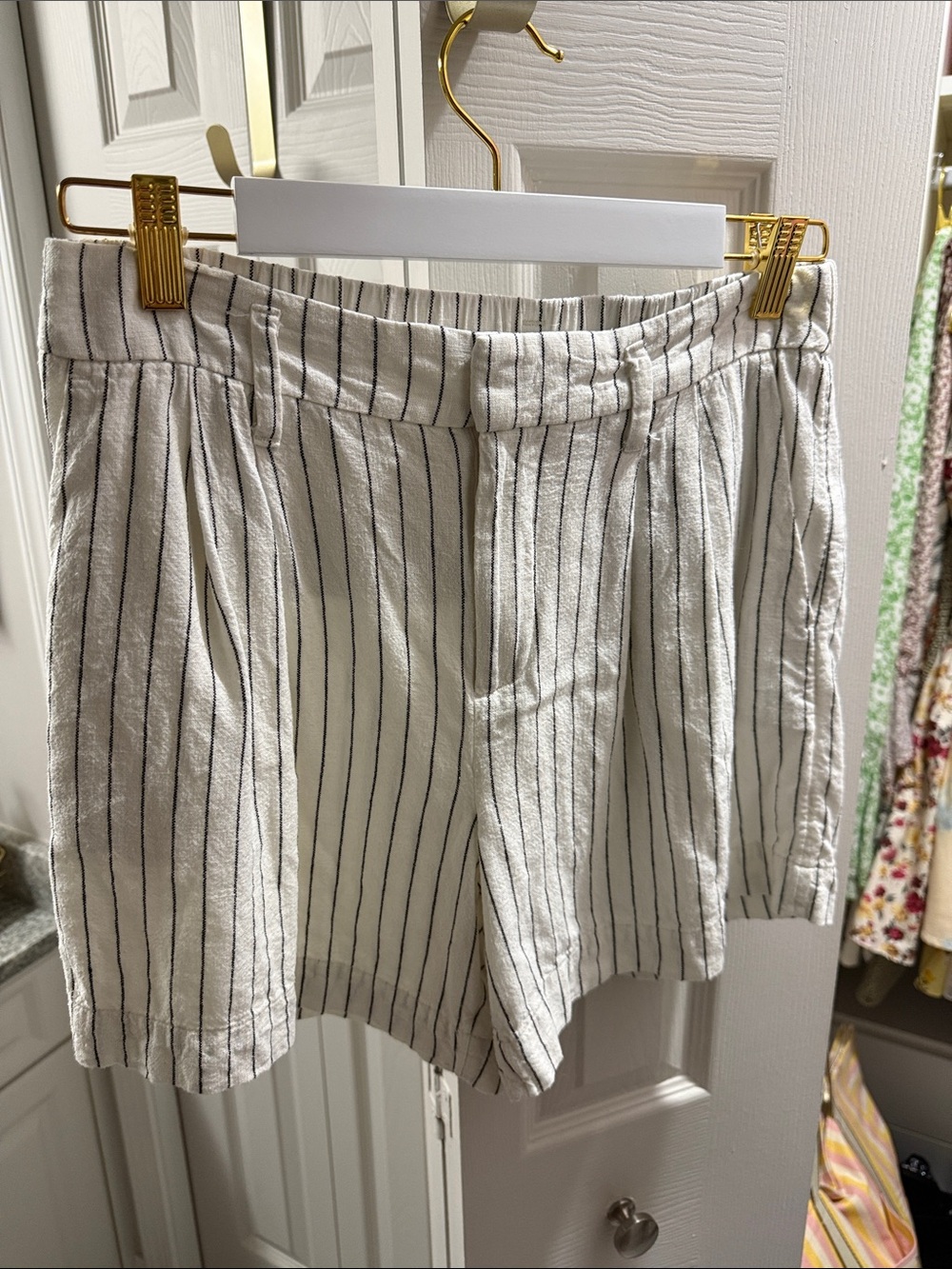 a new day Ivory and Black Pinstripe High-Waist Shorts